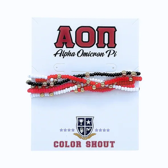 Alpha Omicron Pi Twist Beaded Bracelet