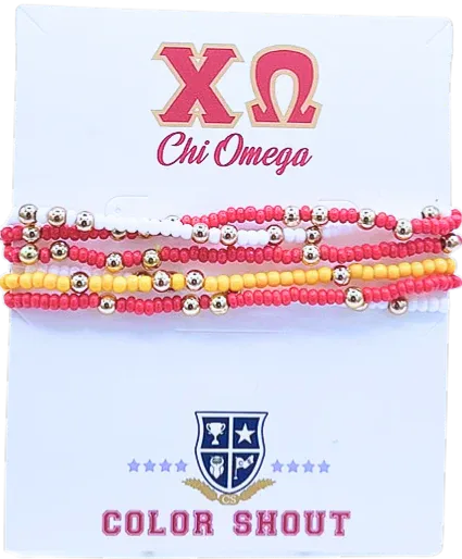 Chi Omega Twist Beaded Bracelet
