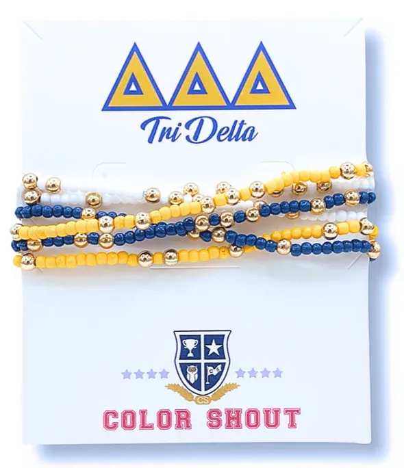 Delta Delta Delta Twist Beaded Bracelet