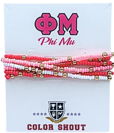 Phi Mu Twist Beaded Bracelet