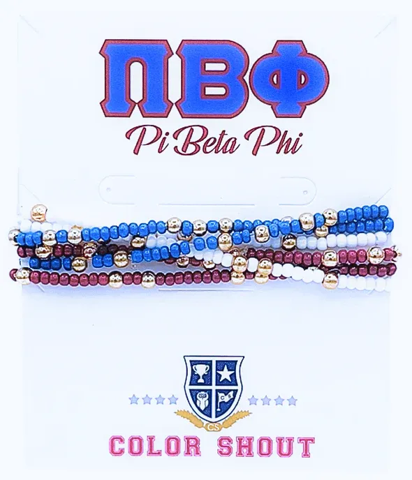 Pi Beta Phi Twist Beaded Bracelet