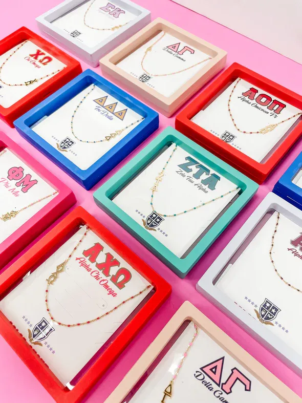 Alpha Phi Greek Letters On Enamel Bead Necklace