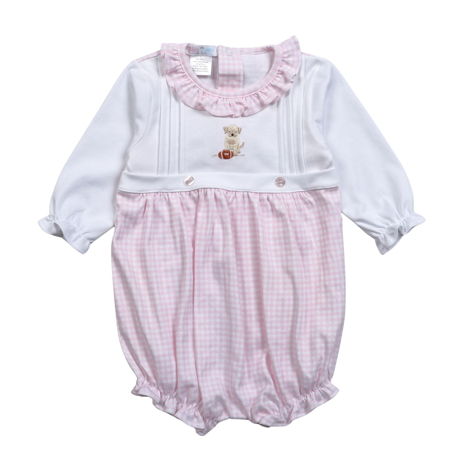 Pink Puppy Football Hand Embroidered Pima Bubble