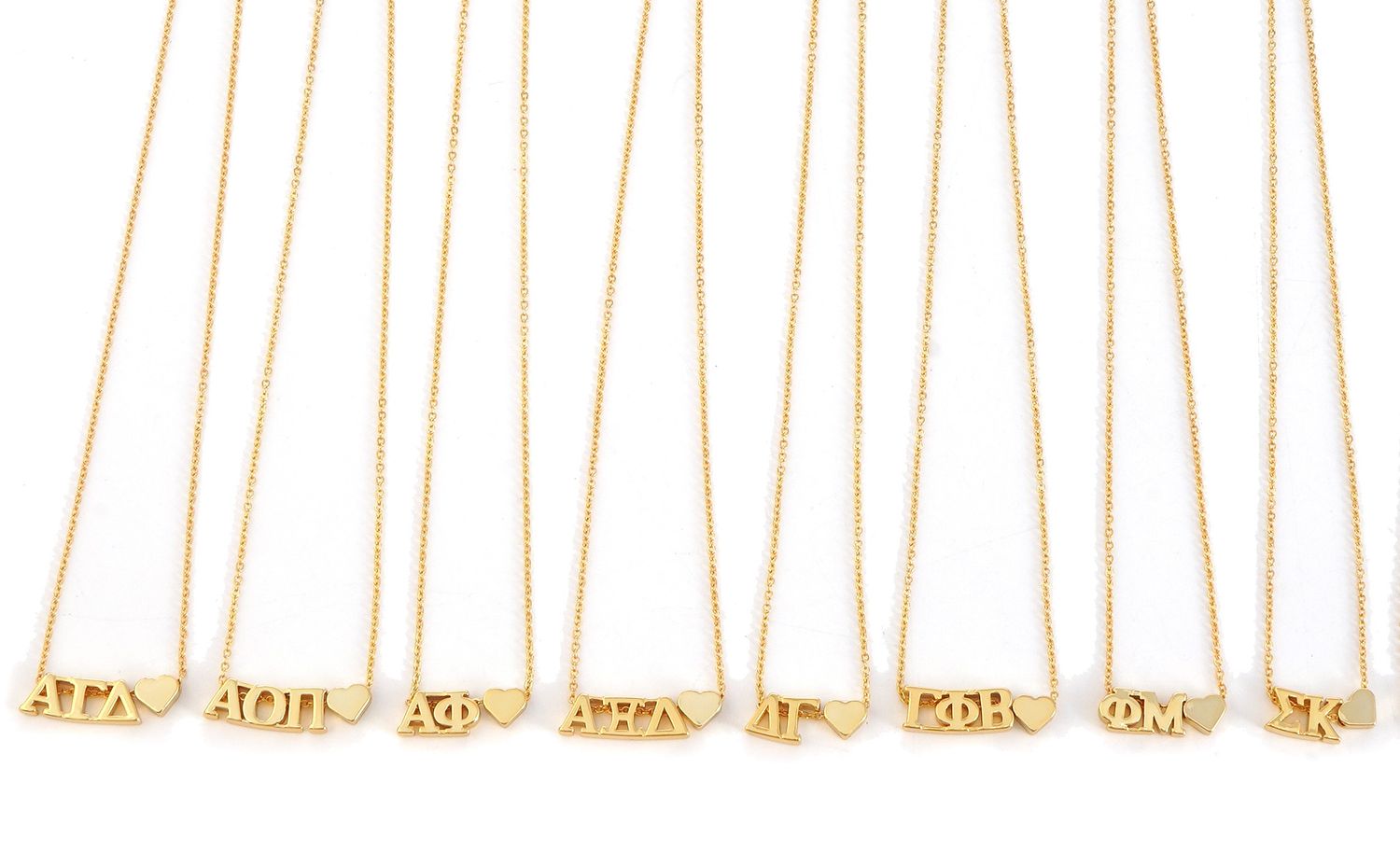 Alpha Omicron Pi Heart Letter Necklace