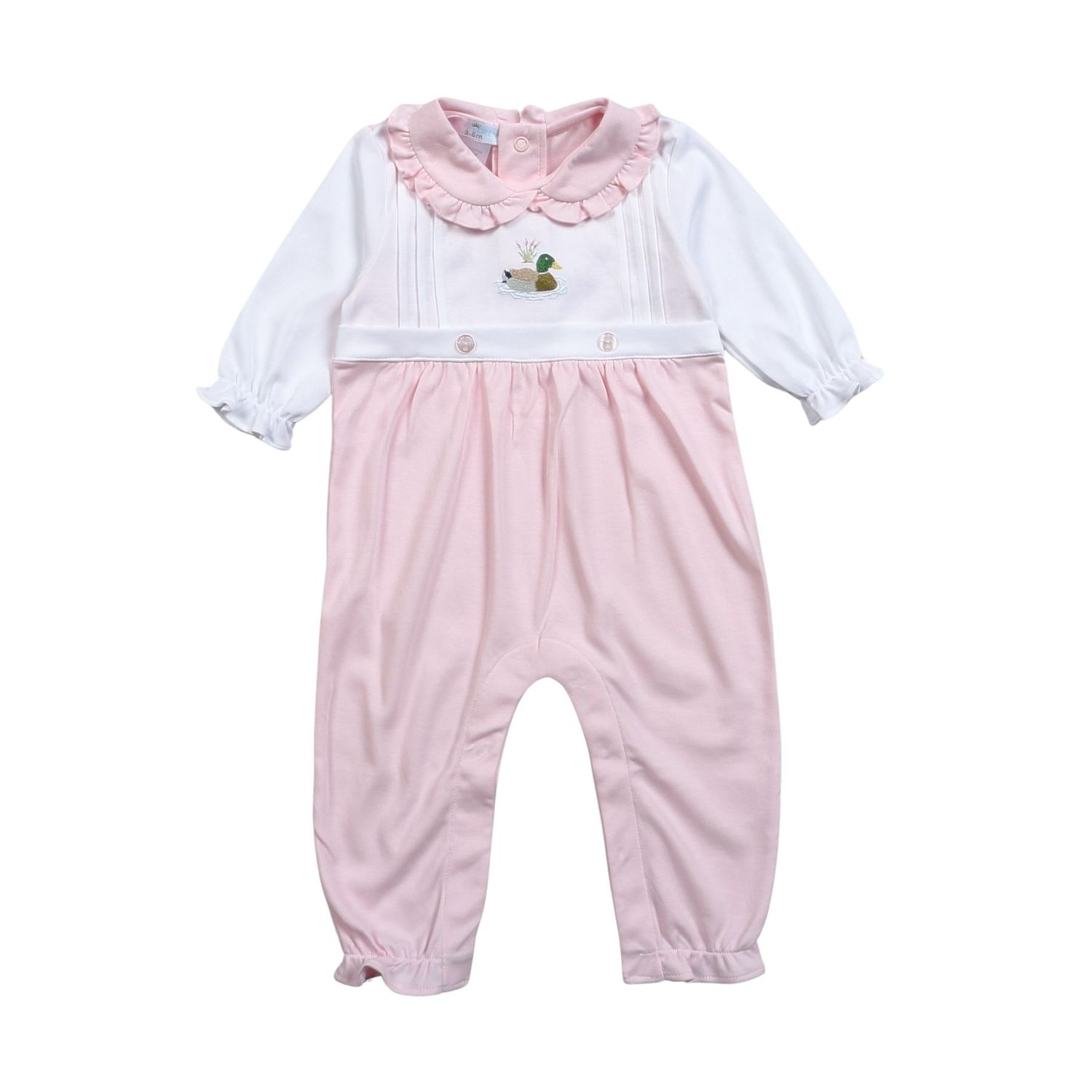 Pink Mallard Embroidered Duck Romper