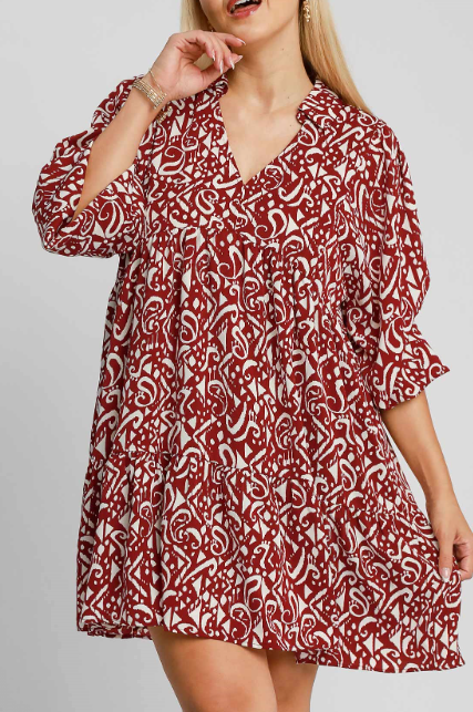 Wine Mix Tiered Dress Extends