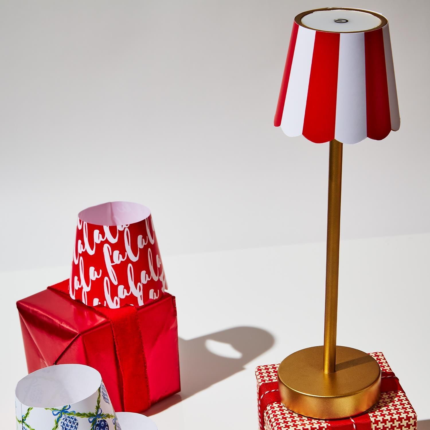 Gold LED Table Lamp with Scalloped Shade