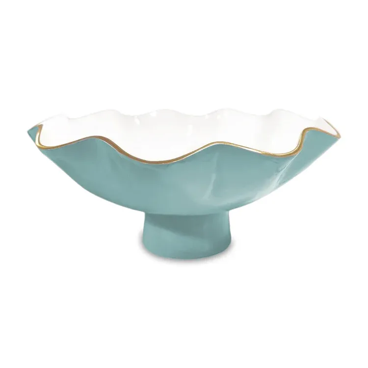 Encanto Carola Large Pedestal Turquoise and White
