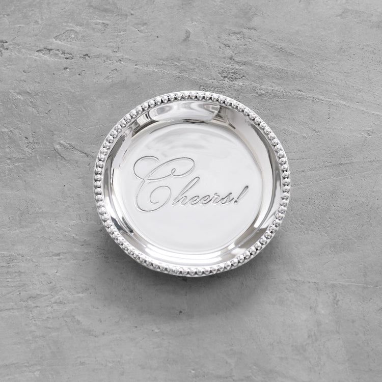 Organic Pearl Round Wine Plate Cheers