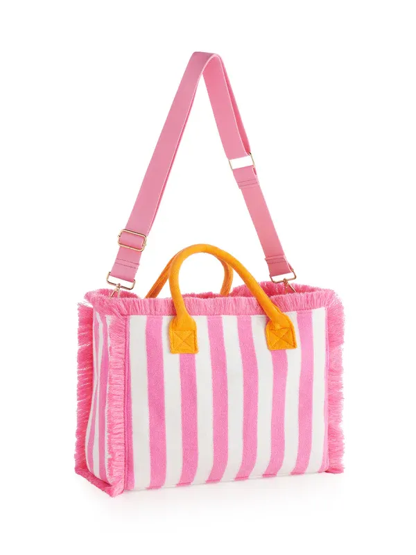 Cabana Stripe Tote Pink