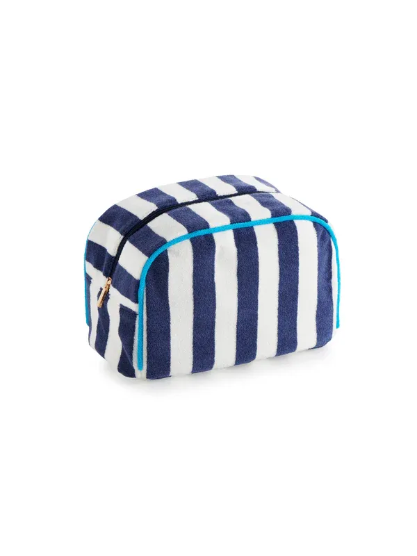 Cabana Large Stripe Zip Pouch Navy
