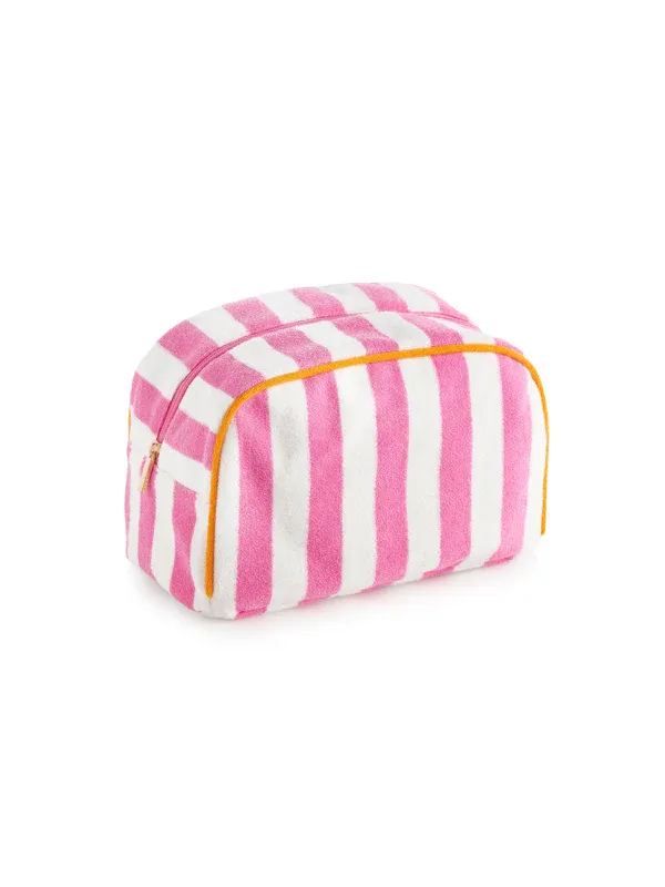 Cabana Large Stripe Zip Pouch Pink