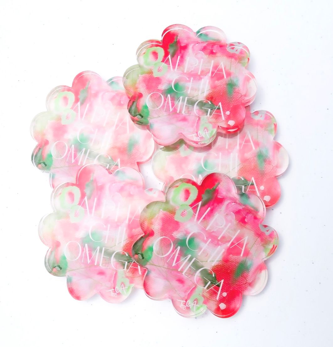 Watercolor Alpha Chi Omega Coaster