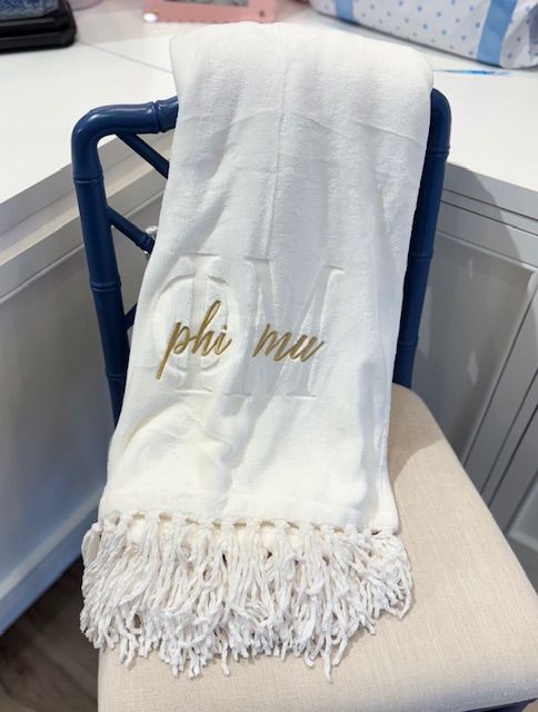Phi Mu Embroidered Throw