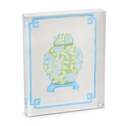 8&quot; Floral  Ginger Jar Acrylic Block