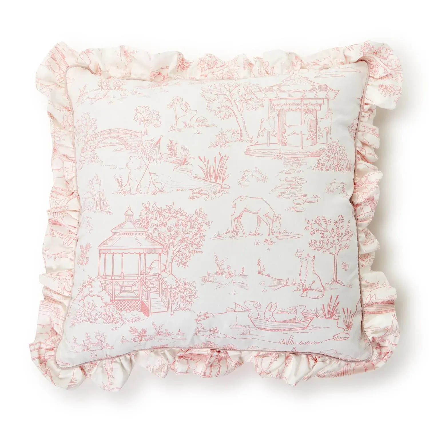 Baby Animal Toile Decorative Pillow Pink