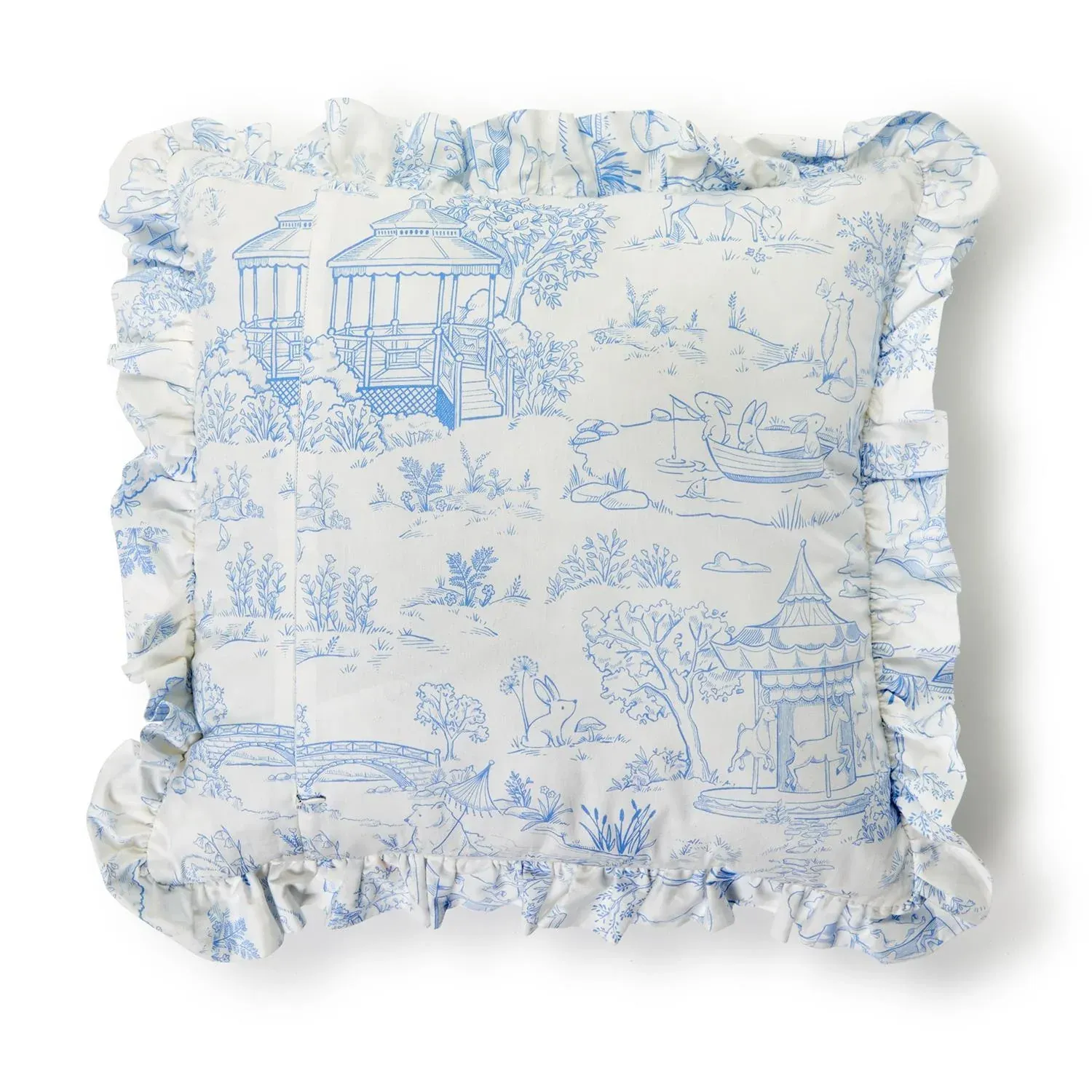Baby Animal Toile Decorative Pillow Blue