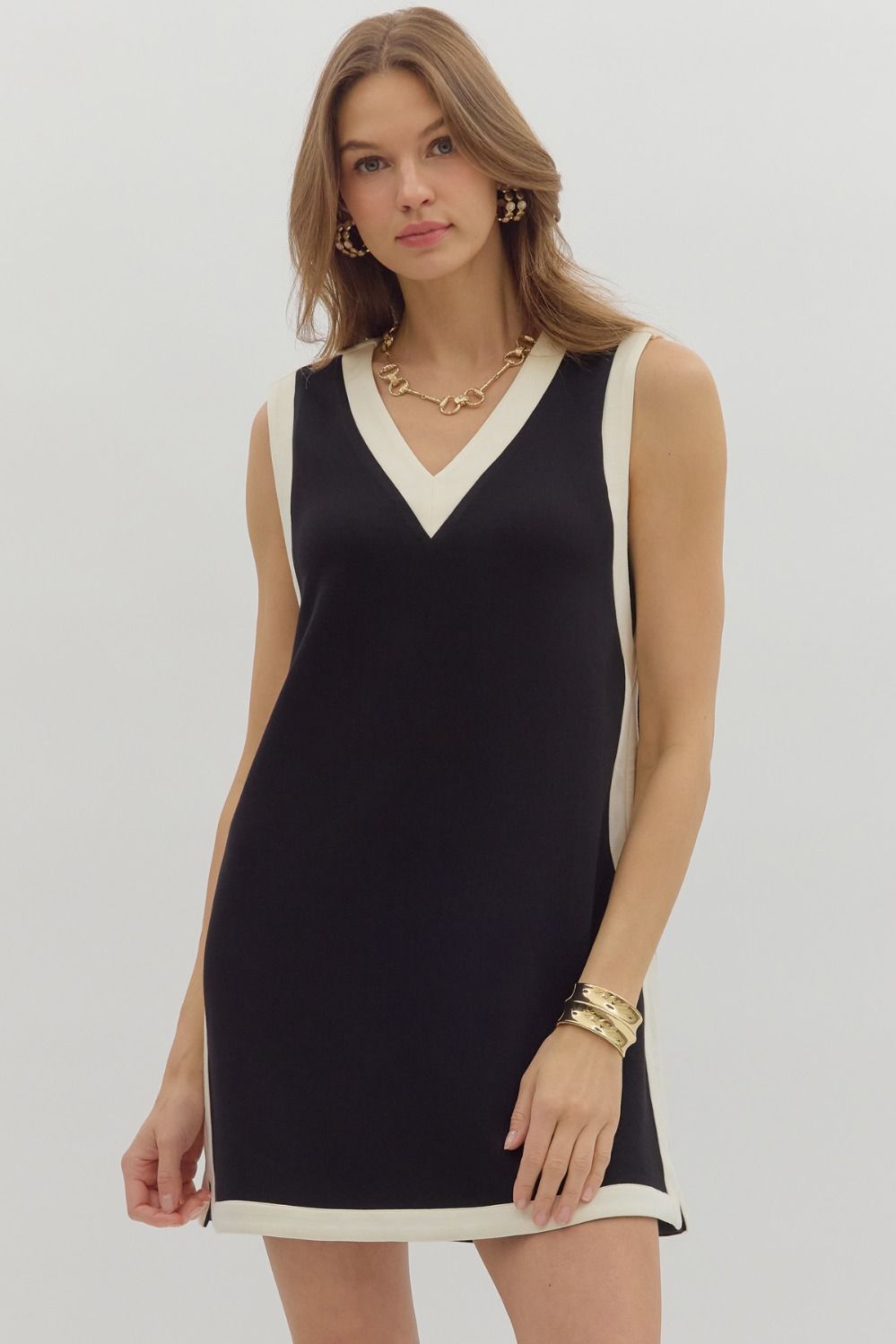 Black Sleeveless Varsity Inspired Pullover Dress