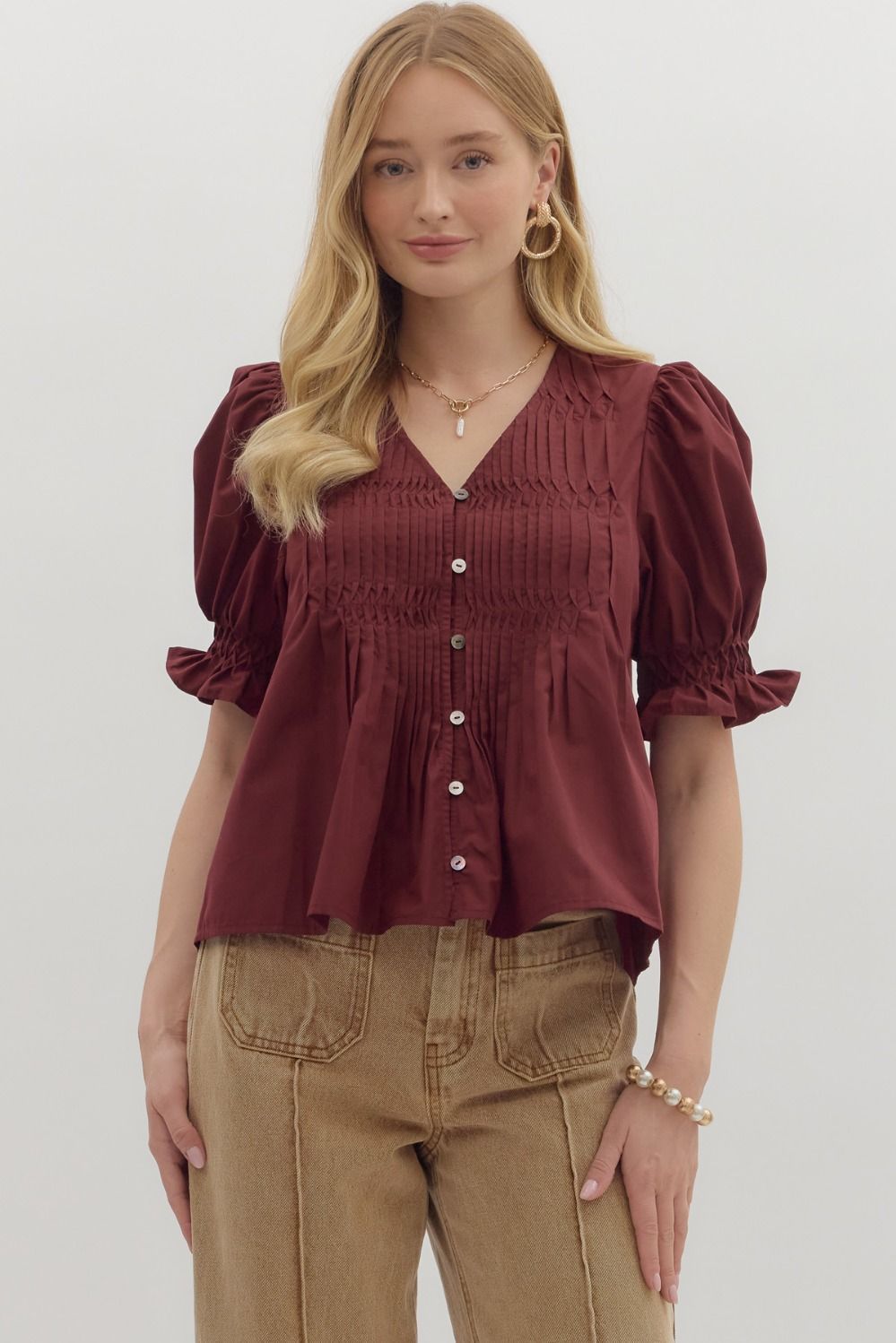Smocked Pintuck Top