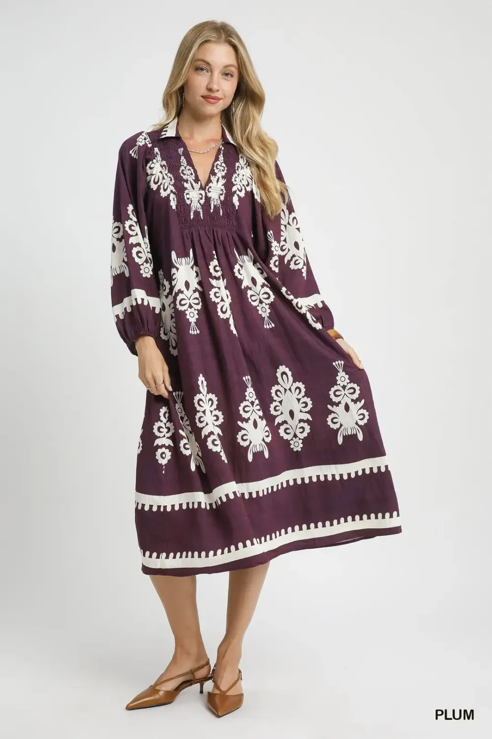 Plum Abstract Midi Dress