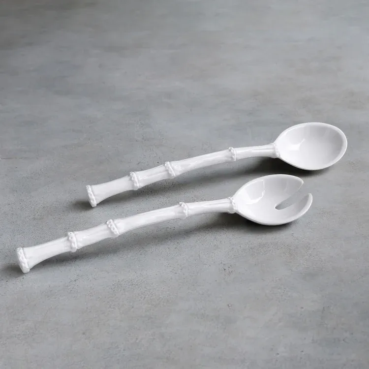 Vida Bamboo Large Salad Servers White