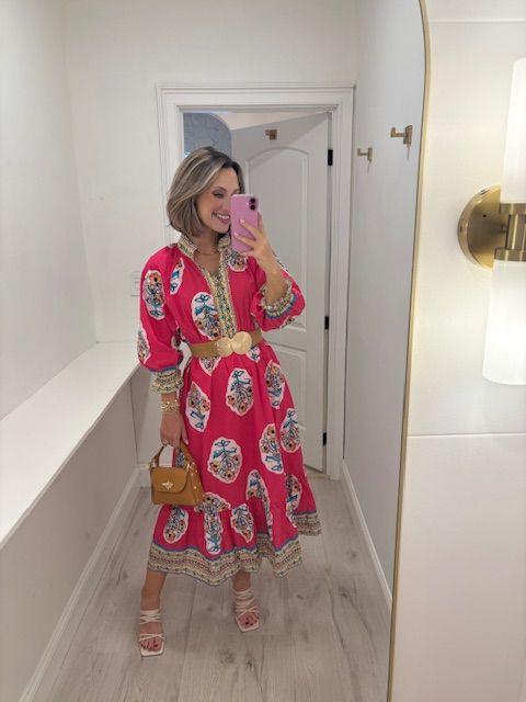 Flower Patch V-Neck Fuchsia