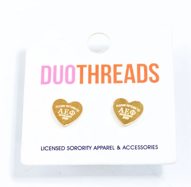 Alpha Epsilon Phi Heart Earrings