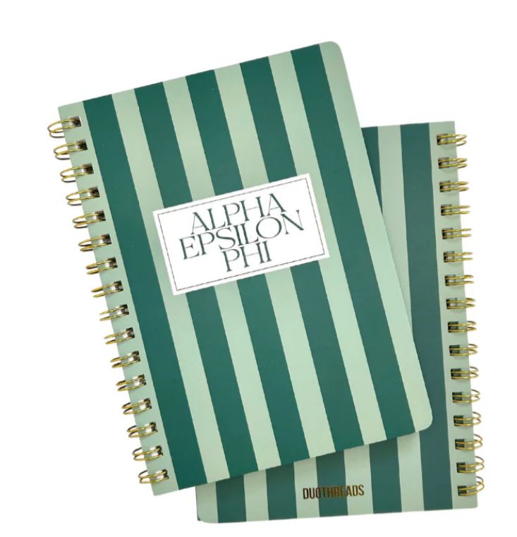 Alpha Epsilon Phi Green Striped Notebook