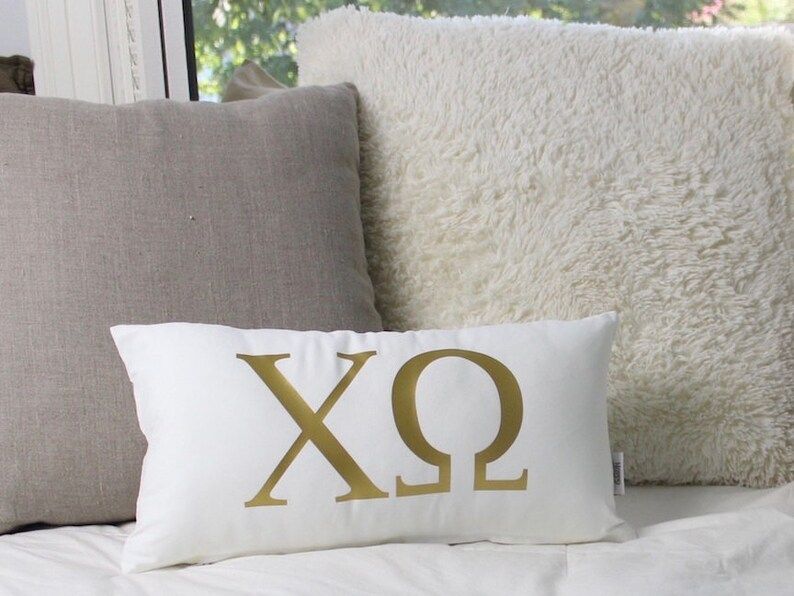 CHI OMEGA gold foil pillow