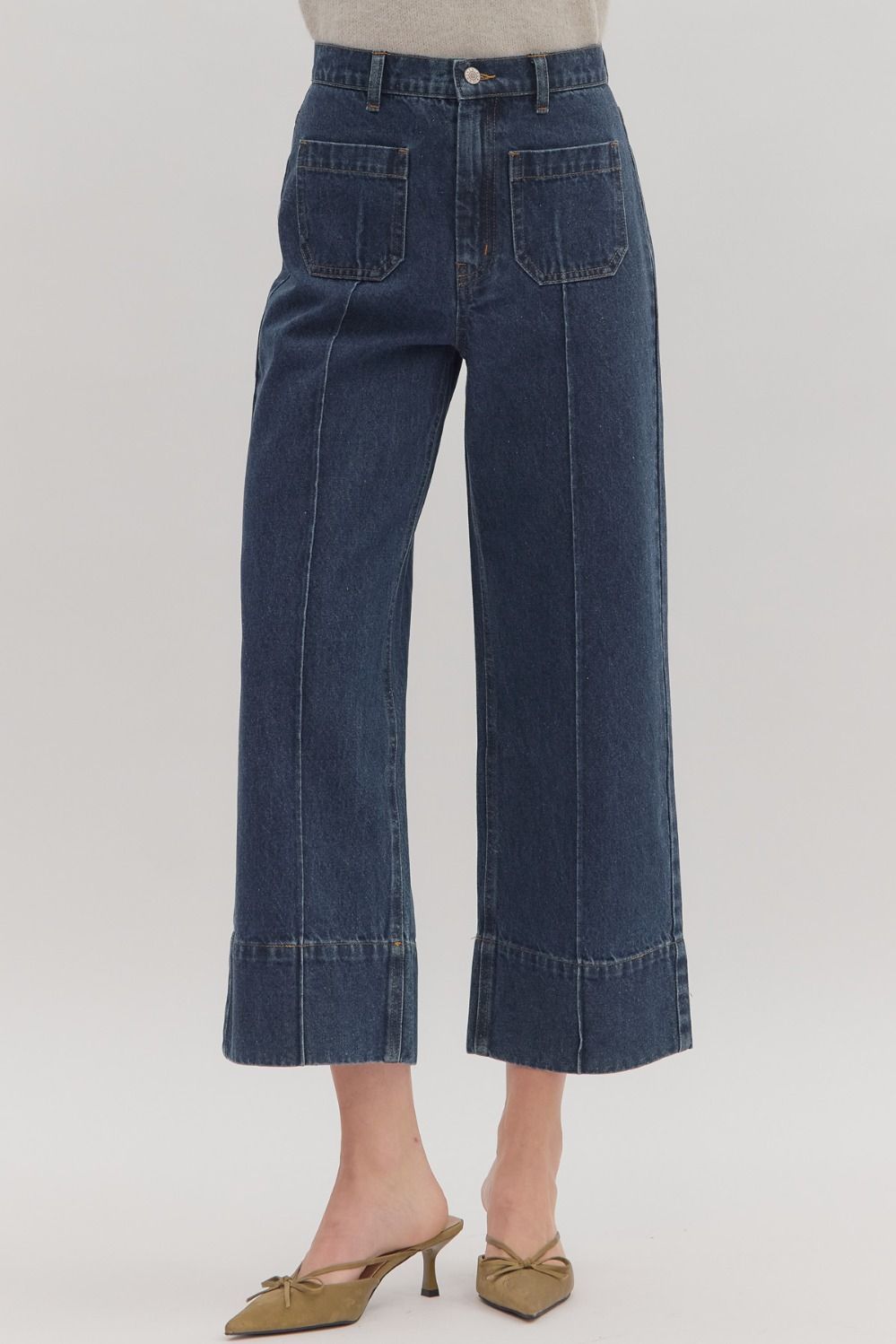 Wide Leg Ankle Length Jeans