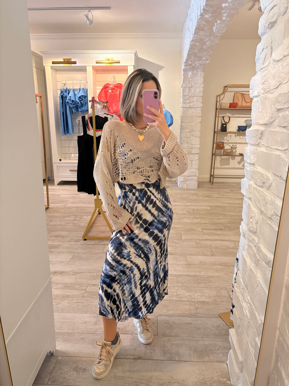 Drop Stitch Knit Crop Sweater O/S Mocha