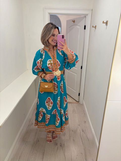 Flower Patch V-Neck Aqua