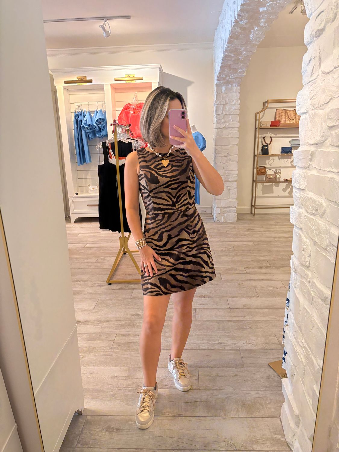 Black/Gold Striped Animal Print Dress