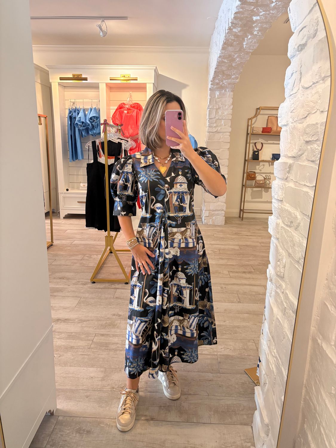 Montauk Dress Navy Pavilion Print