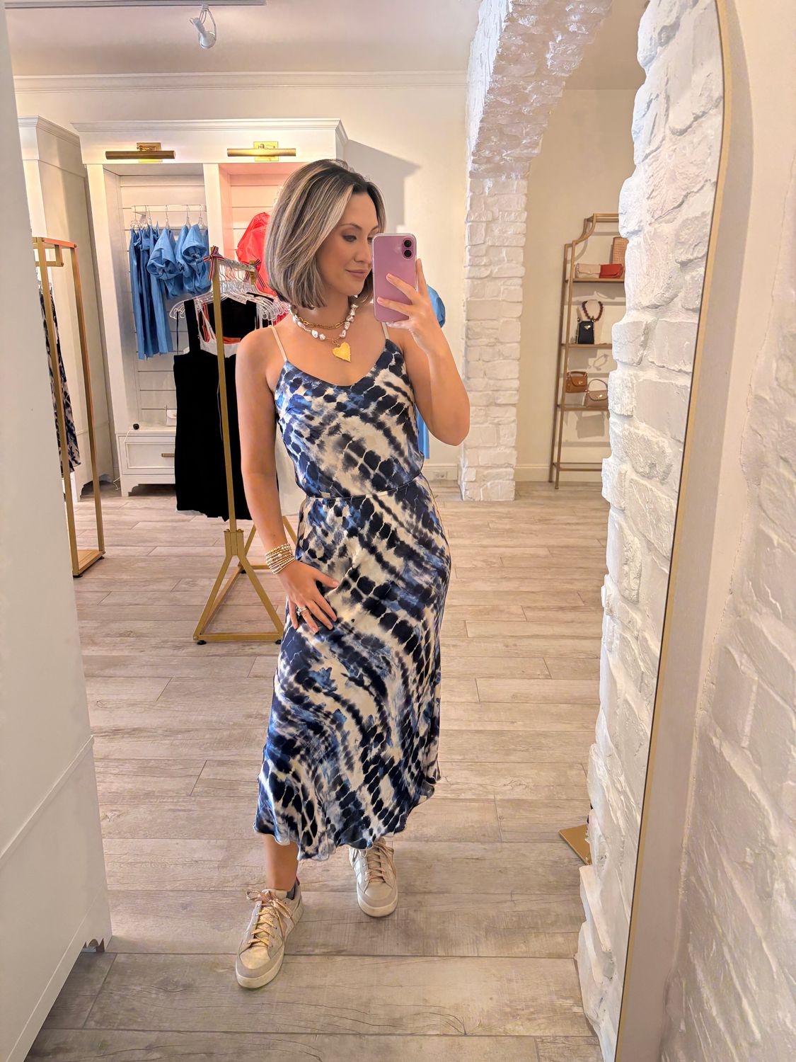 Tie Dye Silky Camisole Navy