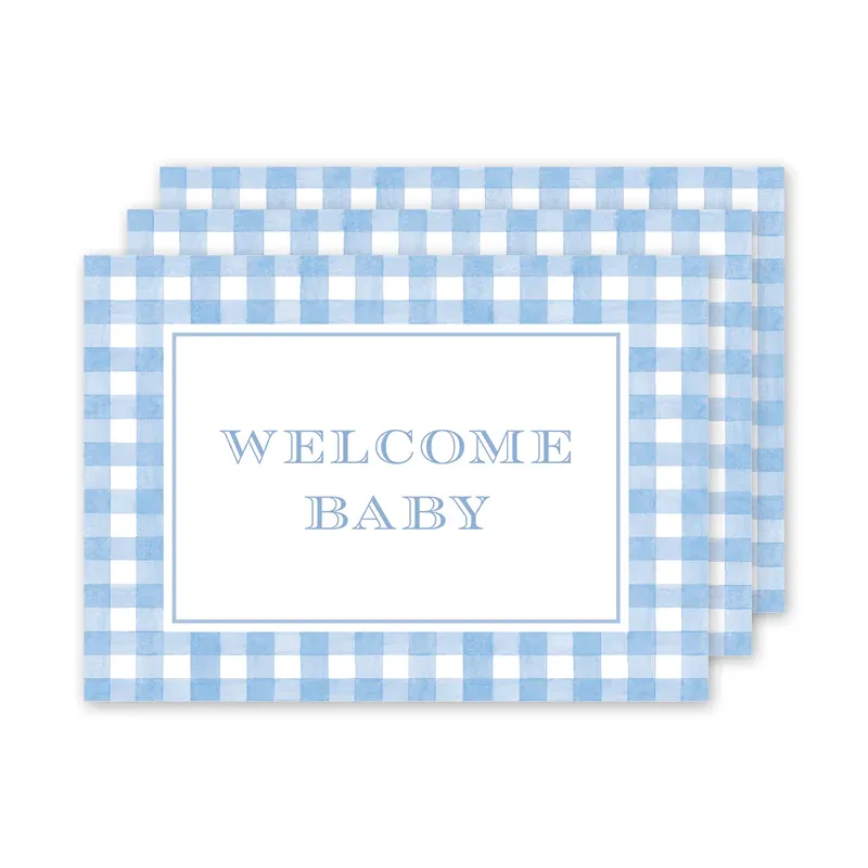 Welcome Gingham Blue Milestone Cards