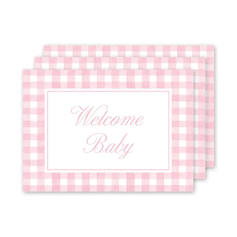 Welcome Gingham Pink Milestone Cards