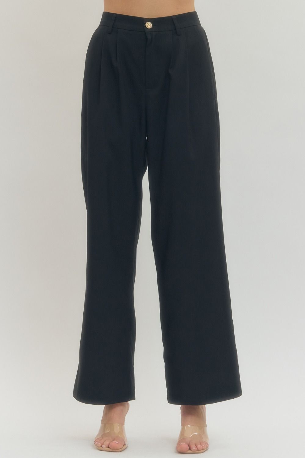 Black Trouser Pants With Gold Button