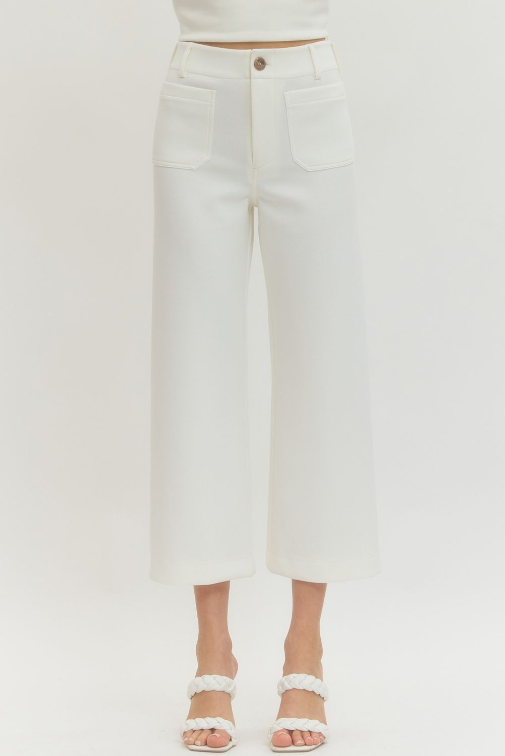 Ivory Solid Knit Pant