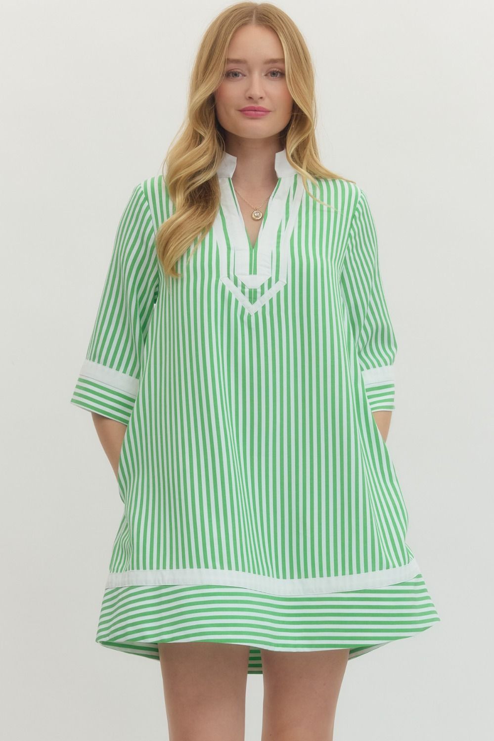 Green Stripe 1/2 Sleeve Mini