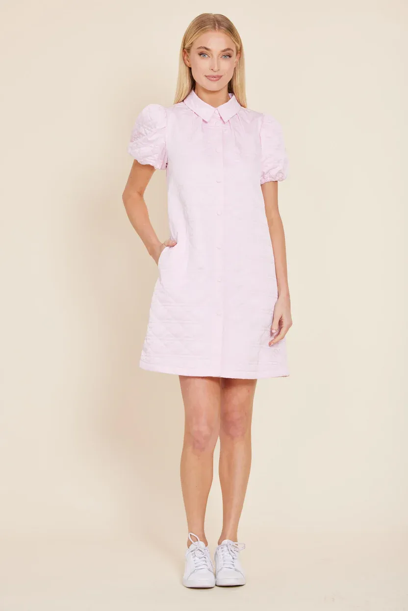 Pink Nylon Quilted Dress