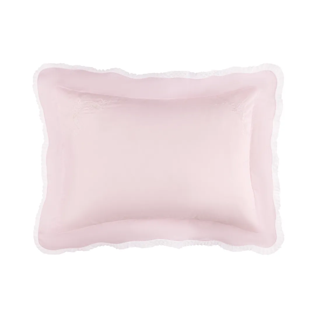 Pillow Cover W/Lace Trim Pink