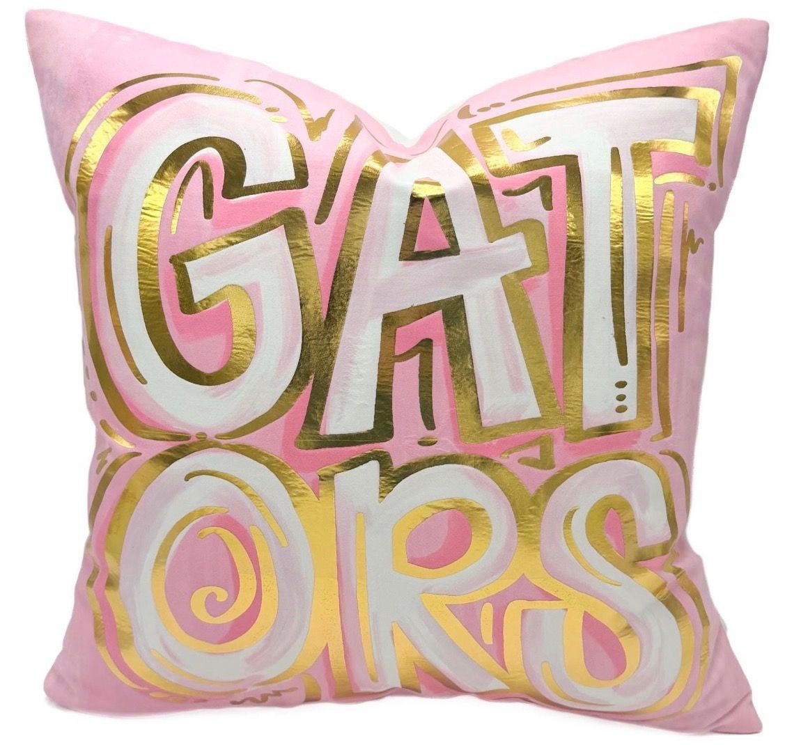 Light Pink Gold Foil Alligator Pillow 20x20