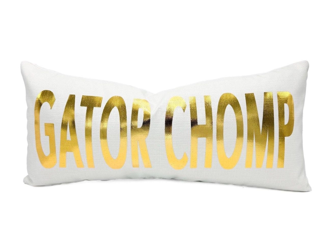 Gold Foil Alligator Chomp Pillow 12x24