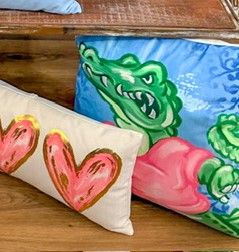 Velvet Chinoiserie Alligator Pillow 20x20