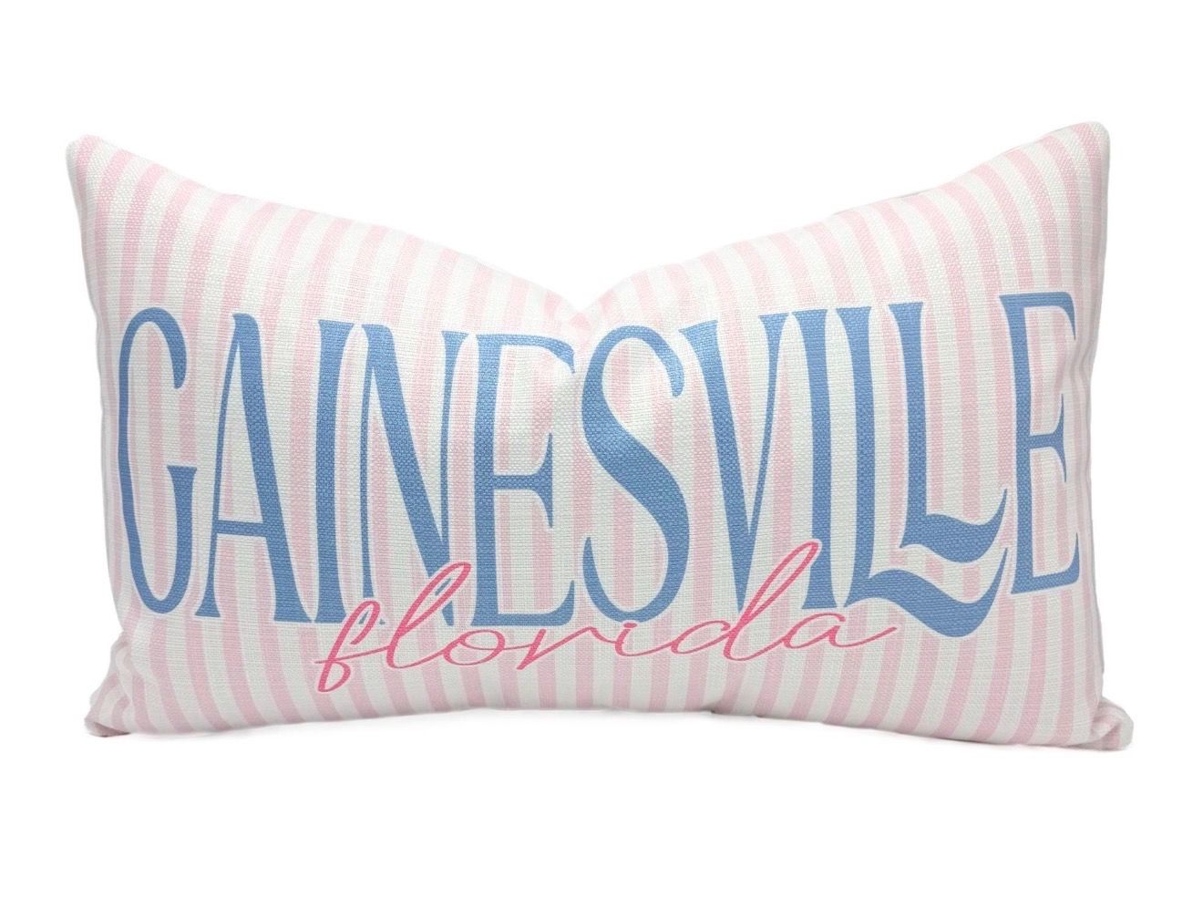 Velvet Pink Stripe Gainesville Florida Pillow 15x24