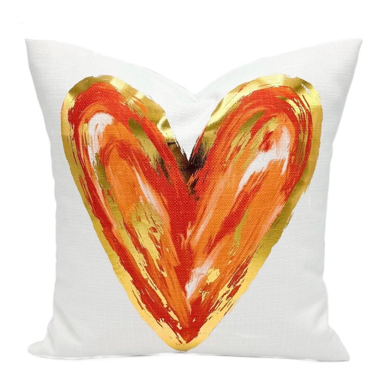 Gold Foil Orange Heart Pillow