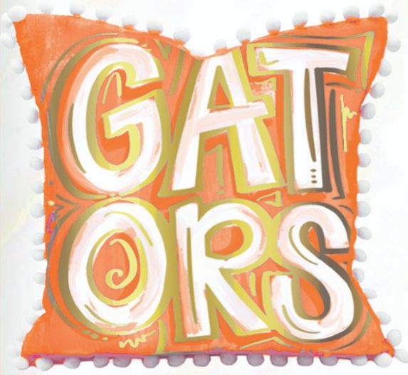 Orange Gold Foil Alligators Pillow 20x20