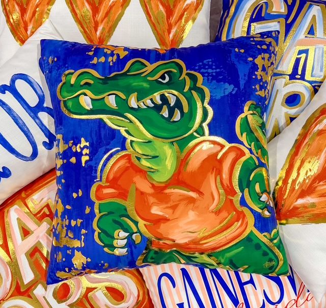 Velvet Gold Foil Gator Pillow