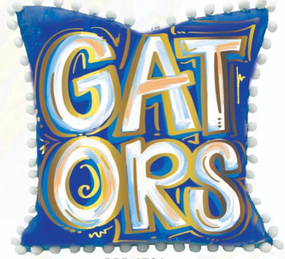 Blue Gold Foil Alligators Pillow 20x20